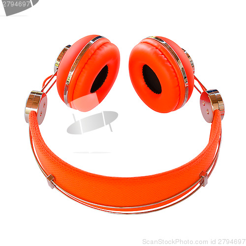 Image of Vivid orange headphones smile