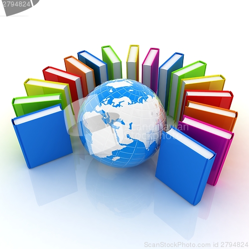 Image of Colorful books and earth