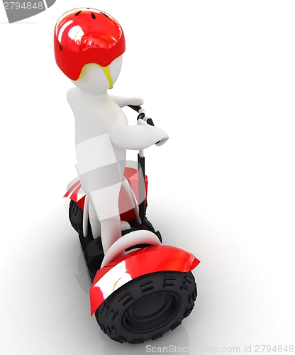 Image of 3d white person riding on a personal and ecological transport