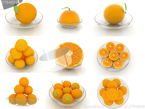 Image of Set of half orange on a glass plate