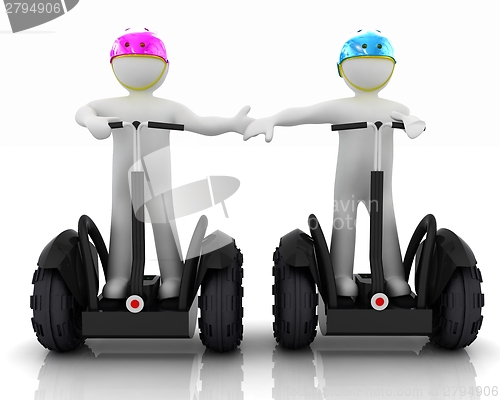 Image of 3d people in riding on a personal and ecological transport in he