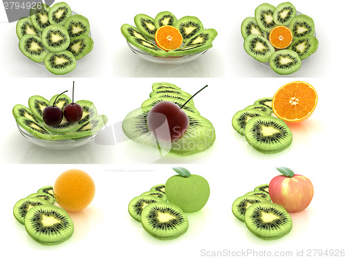 Image of Set of slices of kiwi