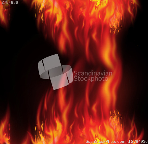 Image of fire isolated over black