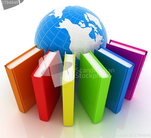 Image of Colorful books and earth
