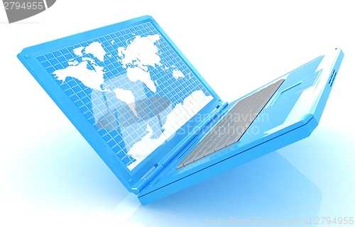 Image of Laptop with world map on screen