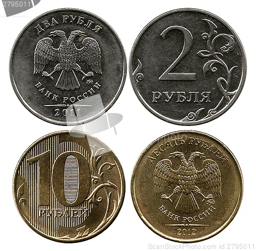 Image of two and ten roubles, Russia, 2011-2012