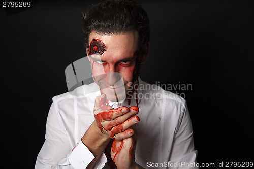 Image of Psychopath with bloody hands