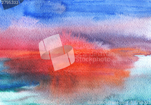 Image of watercolor sunset