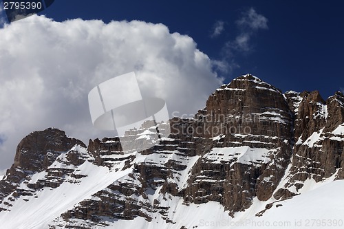 Image of Rocks and blue sky with clouds