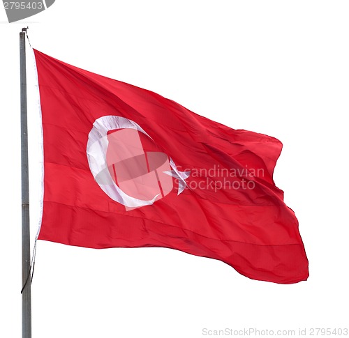 Image of Turkish flag waving on wind