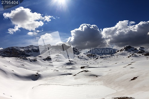Image of Plateau and lake covered snow