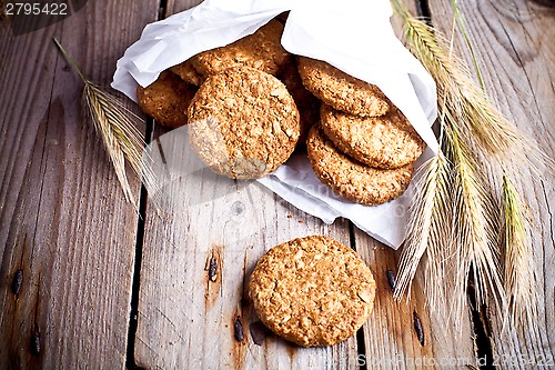 Image of fresh crispy oat cookies and ears 