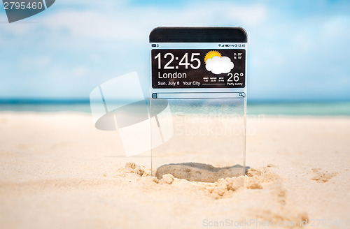 Image of Smart phone with a transparent display.