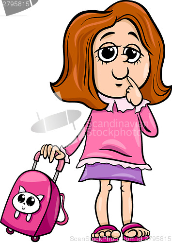 Image of grade school girl cartoon illustration