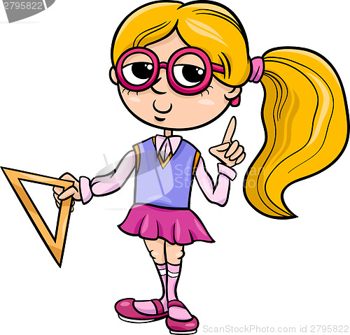 Image of grade school girl cartoon illustration
