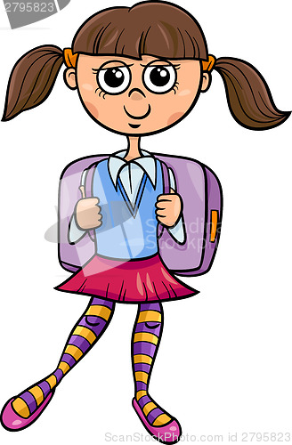 Image of primary school girl cartoon illustration