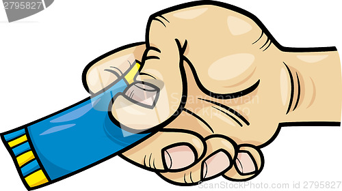 Image of hand with ticket or coupon cartoon
