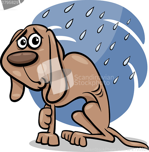 Image of homeless dog cartoon illustration