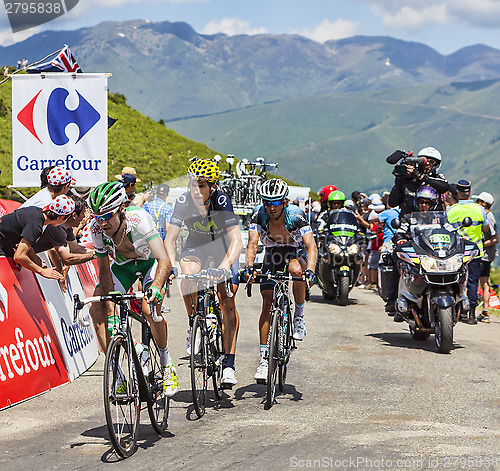 Image of Three Cyclists on Col de Val Louron Azet