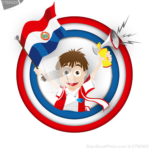 Image of Paraguay Soccer Fan Flag Cartoon