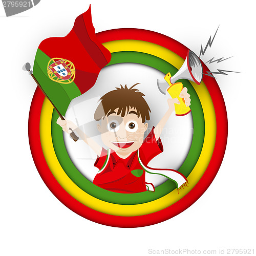 Image of Portugal Soccer Fan Flag Cartoon