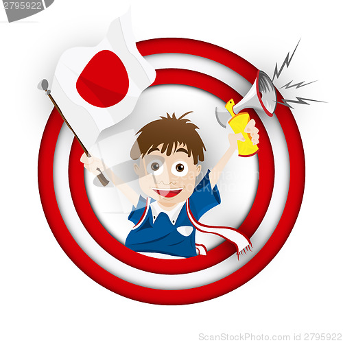 Image of Japan Soccer Fan Flag Cartoon