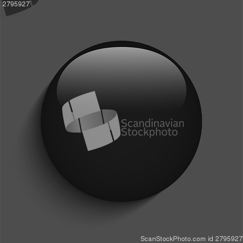 Image of Black Glass Circle Button on White Background