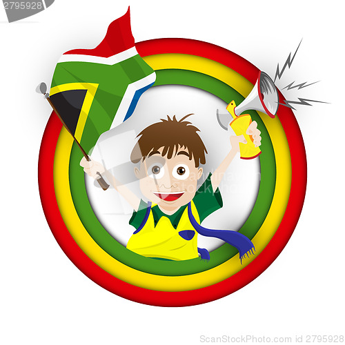 Image of South Africa Soccer Fan Flag Cartoon