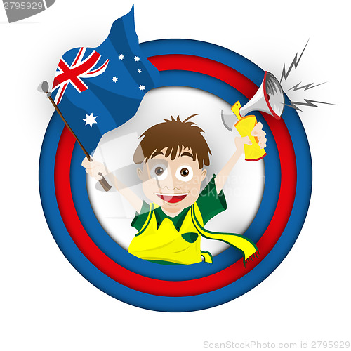 Image of Australia Soccer Fan Flag Cartoon