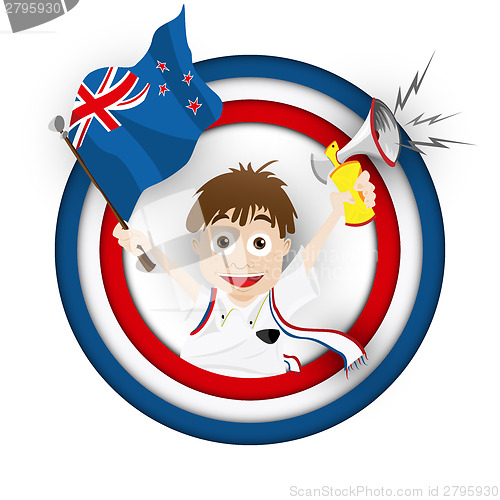 Image of New Zealand Soccer Fan Flag Cartoon