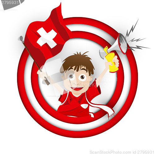 Image of Switzerland Soccer Fan Flag Cartoon