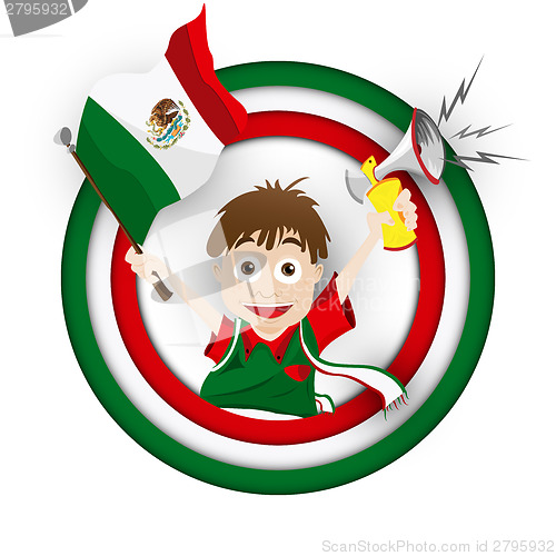 Image of Mexico Soccer Fan Flag Cartoon