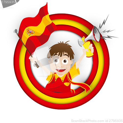 Image of Spain Soccer Fan Flag Cartoon