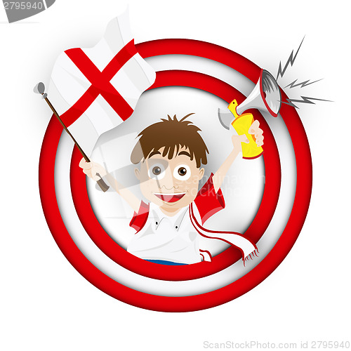 Image of England Soccer Fan Flag Cartoon