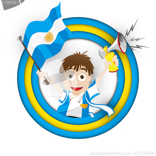 Image of Argentina Soccer Fan Flag Cartoon