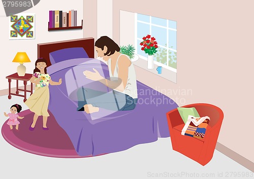 Image of Me and my doll singing a song to Mom