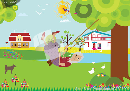Image of Grandmother swinging 