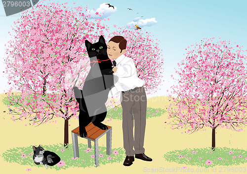 Image of Tango with a black cat 