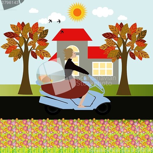 Image of Woman on a motorcycle