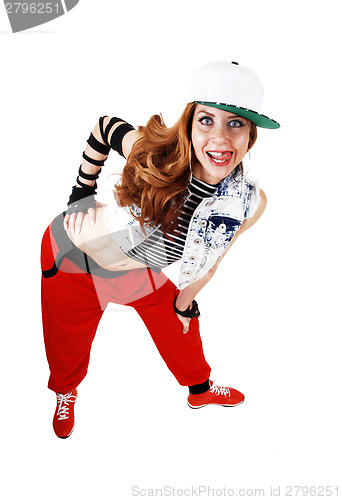 Image of Happy hip hop woman.