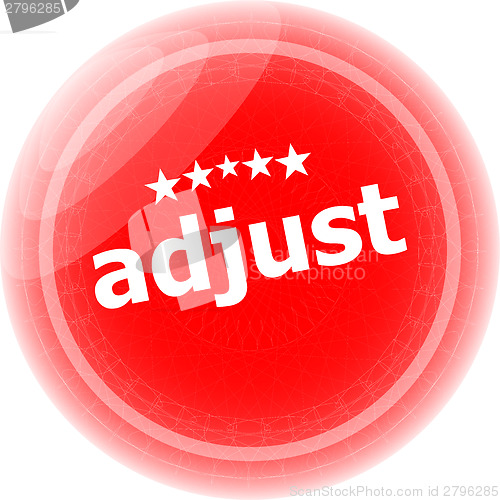 Image of adjust word red stickers, icon button, business concept