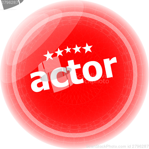 Image of actor stickers set, icon button isolated on white