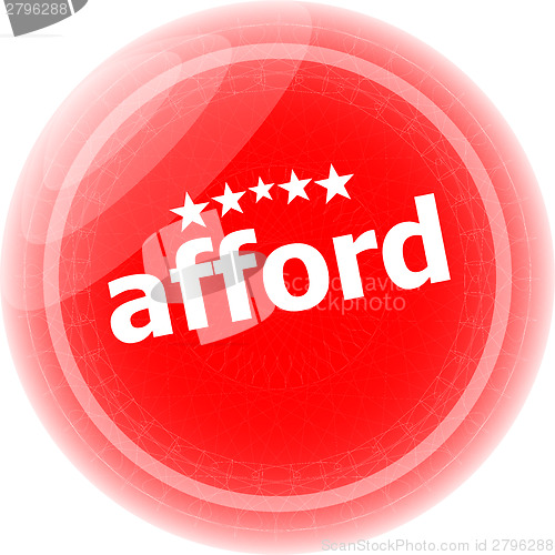 Image of afford word red stickers, icon button isolated on white