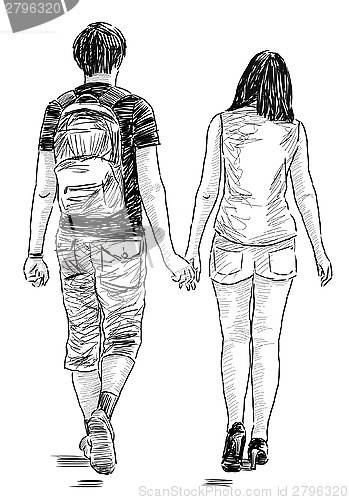 Image of young couple at walk