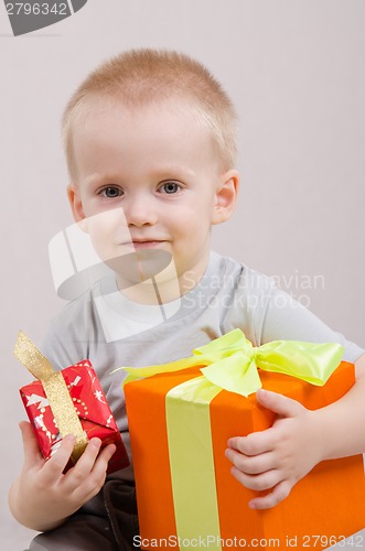 Image of Happy child with gifts
