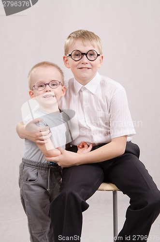 Image of Portrait of two teenage boys in glasses