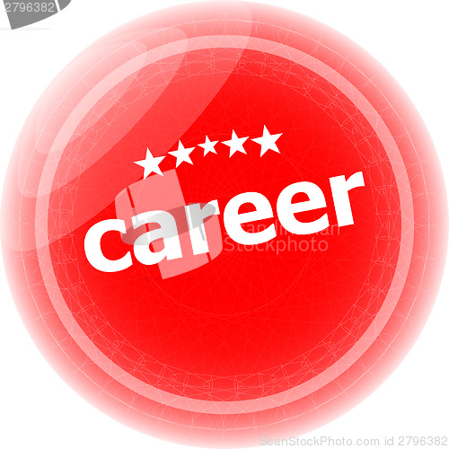 Image of career word stickers red button, web icon button