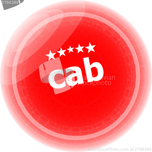 Image of cab word stickers red button, web icon button