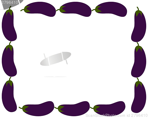 Image of Eggplants as vegetable frame with white background