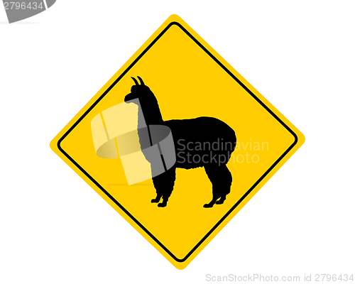 Image of Alpaca warning sign